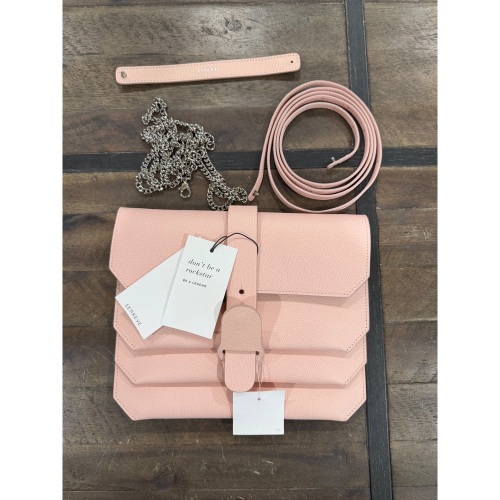 Senreve Belt Bag purse Pebbled Blush Leather Convertible Crossbody Clutch Pink